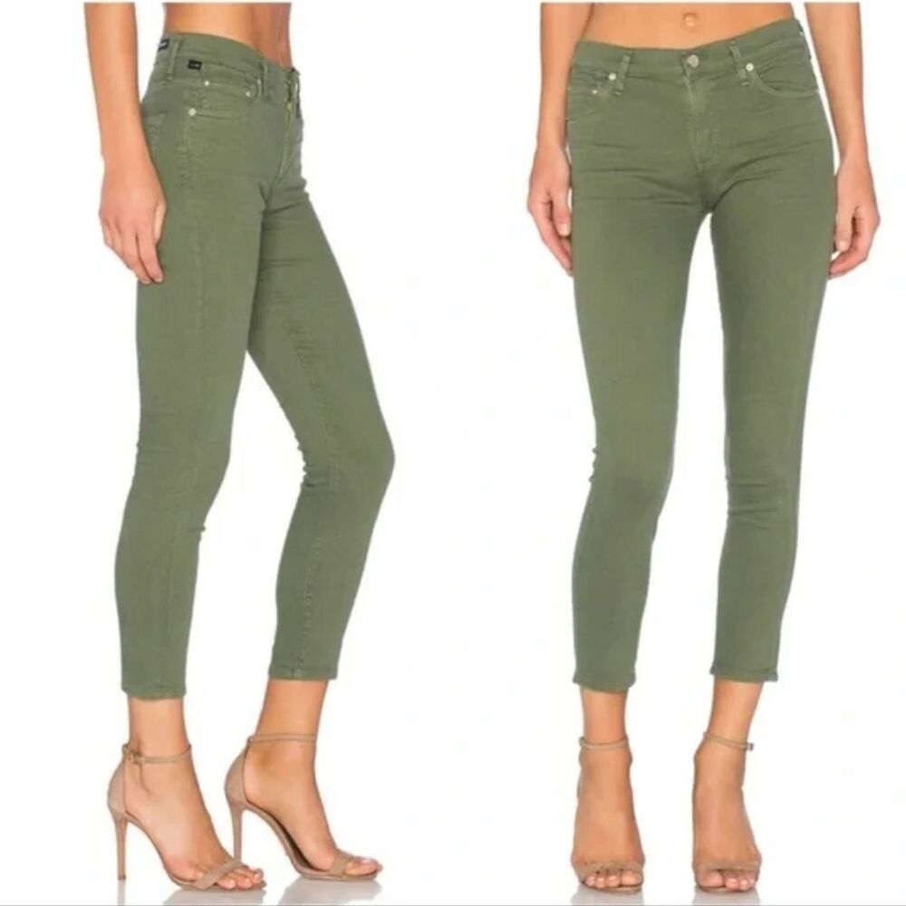 CITIZENS OF HUMANITY Green Rocket Crop Stretch High Rise Skinny Jeans Pants 27